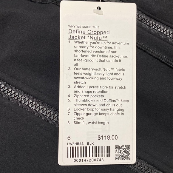 Lululemon Nulu Cropped Define Jacket Black - Picture 4 of 6